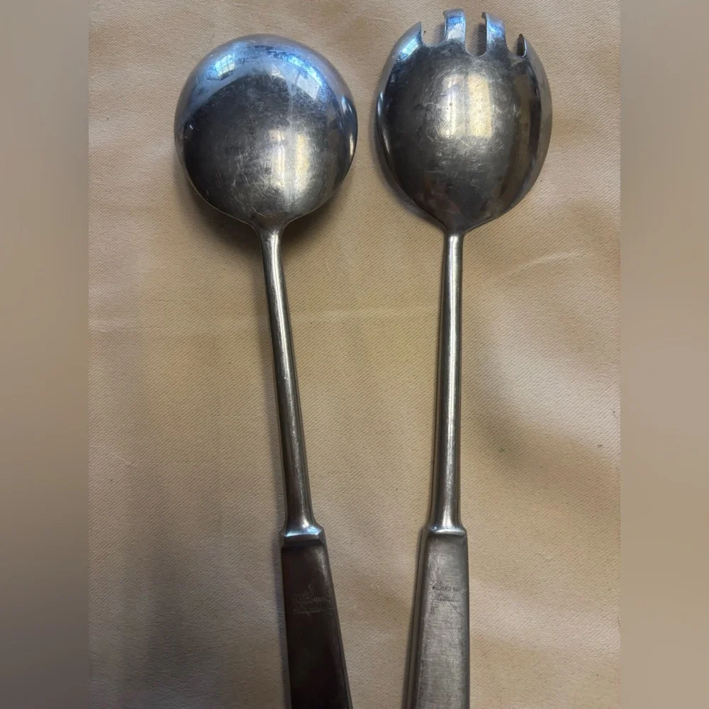 Vintage Capri Stainless Steel Italy Salad‎ Set Spoon Spork 11” Serveware